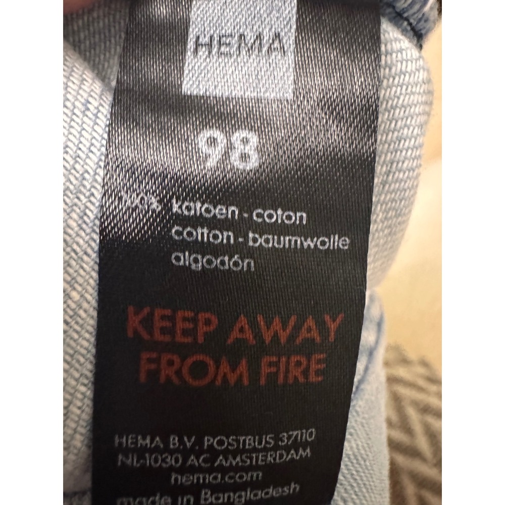 HEMA Kids Light Wash Denim Overalls Size 98 2-3Y Unisex Dungarees - Picture 7 of 7
